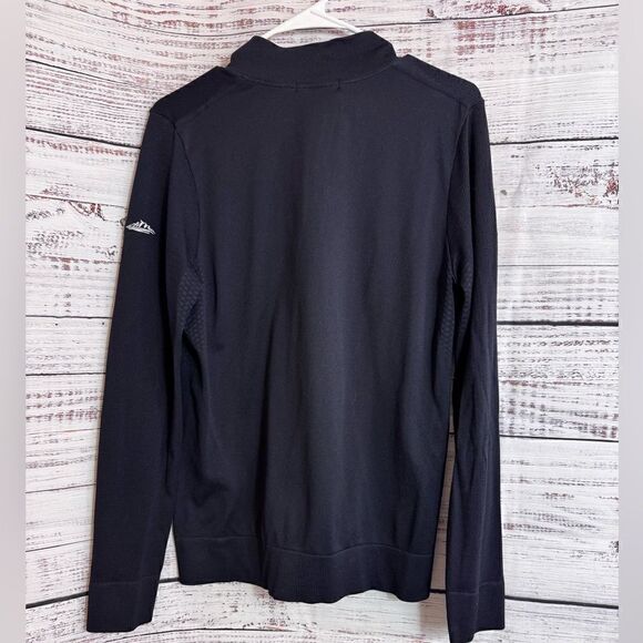 levelwear jacket Womens Sz M Mid layer Ribbed knit full zip Breaker Nylon Black - Picture 5 of 13